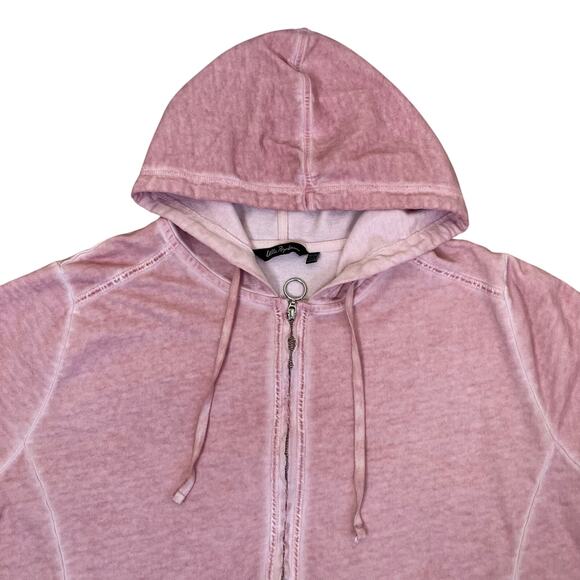 Ulla Popken Sz 28/30 Distressed Pink Full-zip Hooded Sweatshirt with Rhinestones - Picture 5 of 16